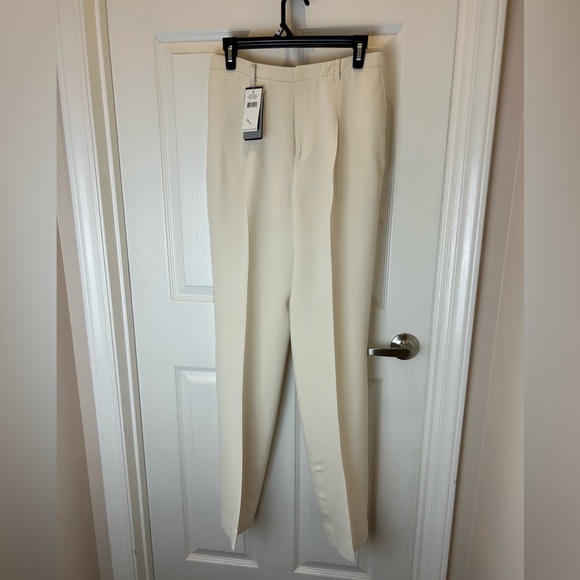 NWT $1490 RALPH LAUREN PURPLE LABEL IVORY CREAM SILK PANTS TROUSERS SIZE 4 - Picture 1 of 15